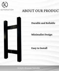 Heavy Duty H Shape Ladder Door Handle For Shower Glass Doors Slick Matte Black Finish Six Inch Stainless Steel Pull With Top Shelf Grip and No Fuss Premium Bathroom Upgrade Decor, 8 inch handle front view.