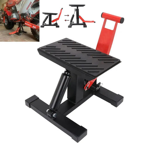 Hydraulic Motorcycle Lift Stand With Adjustable Deck Height 9.92 To 18.11 Inches, 150 Kg Capacity, Dirt Bike Jack Hoist with top plate