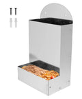 Hella Durable Galvanized Steel Chicken Oyster Shell And Poultry Grit Feeder With Roomy Dual Chamber Auto Fill Dispenser showing the storage chamber with feed.
