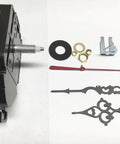 Replacement Battery Clock Pendulum Movement With 1 Inch Shaft Fits Five Eighth Inch Dial DIY Clock Assembly Kit parts displayed