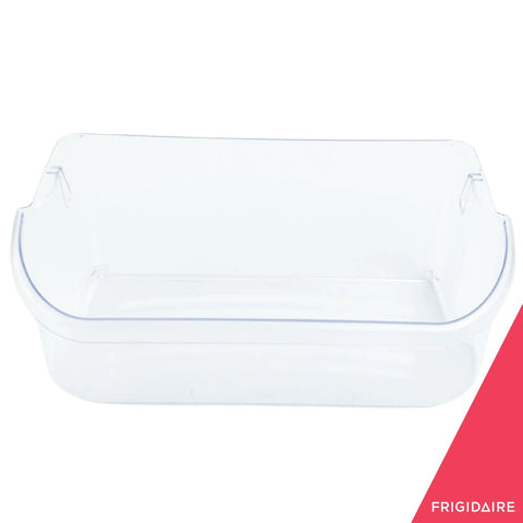 Door Shelf Bin For Refrigerators 241505501 Clear, Durable Refrigerator Organizer, front view with Frigidaire branding.