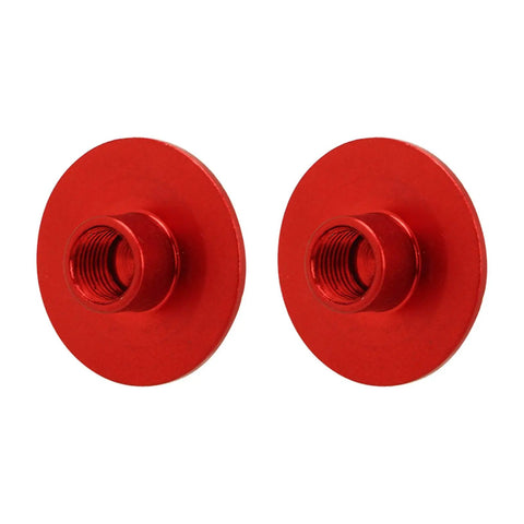 Two Pack Red Front Fork Covers for Mountain and Road Bikes, Electroplated Aluminum Shock Absorption Caps, front view