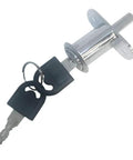 Top Notch Zinc Alloy Push Plunger Cabinet Lock With 32 Mm Cylinder And 19 Mm Diameter For Sliding Drawers Keyed Alike One Key Opens Both.