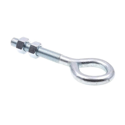 Eye Bolts With Nuts One Half Inch Diameter, 13 TPI, Six Inch Long, Zinc Plated Steel, 10 Pack, Includes Hex Nuts