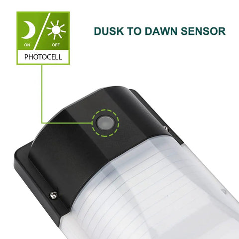 Close-up of LED Mini Wall Pack With Dusk To Dawn Photocell, 13W 5000K 1430 lm Outdoor Security Light showing sensor feature.