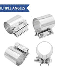 Stainless Steel Lap Joint Band Clamp 2.25 Inch Exhaust Clamp Set For Universal Pipe Repair in various angles