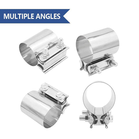 Stainless Steel Lap Joint Band Clamp 2.25 Inch Exhaust Clamp Set For Universal Pipe Repair in various angles