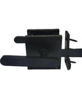 Heavy Duty Aluminum Gate Latch With Killer Grip Lever, black lever and base for fences, durable secure design and weather resistant.