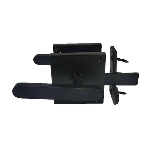 Heavy Duty Aluminum Gate Latch With Killer Grip Lever, black lever and base for fences, durable secure design and weather resistant.