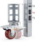 Three Inch Caster Wheels For Boltless Shelving Racks, 500 Lb Load Capacity Per Wheel, Four Pack Garage Storage And Workshop Mobility Accessories, Total Height Eight And Eleven Sixteenths Inches, Wheel Diameter Two And Fifteen Sixteenths Inches, close-up view with dimensions
