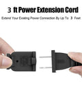Two Prong Extension Cord With Two Outlets Three Foot Polarized Power Cable 125V 10A NEMA 1-15P To 1-15R Black for home use