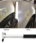 Pro Gear Legit Auto Dent Removal Kit For Paintless Ding And Hail Damage Knockout DIY Car Panel Puller Tool Heavy Duty Garage Ready showing before and after dent removal.