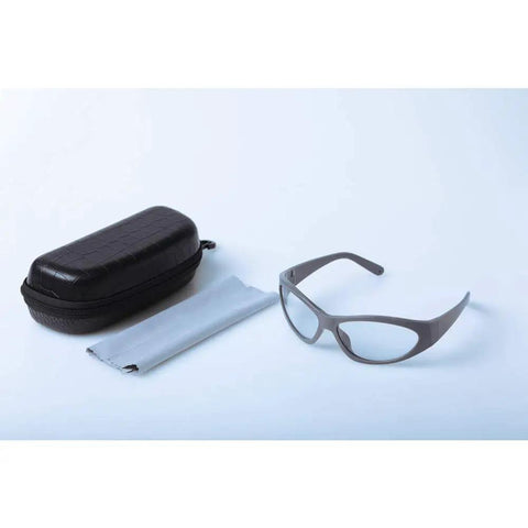 Top Shelf Co2 Laser Safety Glasses With Premium Infrared Eye Armor Covering 2700 Through 3000 Nanometer Zones with storage case and cleaning cloth.