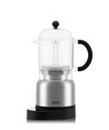 Wireless Smart Espresso Coffee Maker 17 Oz With Programmable Timer And Sleek Stainless Steel Build with black handle.