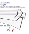 Two Pack Frameless Shower Door Bottom Seal For Quarter Inch Glass Fits 23mm Gap Prevents Leaks, showing adjustable length