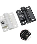 White Damping Hinges With Adjustable Torque For Industrial Cabinets And Furniture Durable 1 Piece Heavy Duty Soft Close Action Ideal For Tool Chests Desks Racks And More, showing one black hinge and one white hinge side by side.