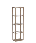 Side view of 66-inch glass shelf floor lamp with LED Display Shelf With Dimmable Lighting For Collectibles, App and Remote Control.