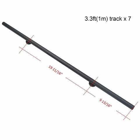 Sliding Library Ladder Hardware Kit With 23ft Track System And Floor Roller Wheels Black Steel Round Tube Hardware View
