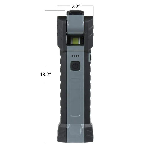 Front view of Ultra Bright Handheld LED Work Light With 250 And 500 Lumens 6500K Daylight Magnetic Base Foldable And Rechargeable Flood Light