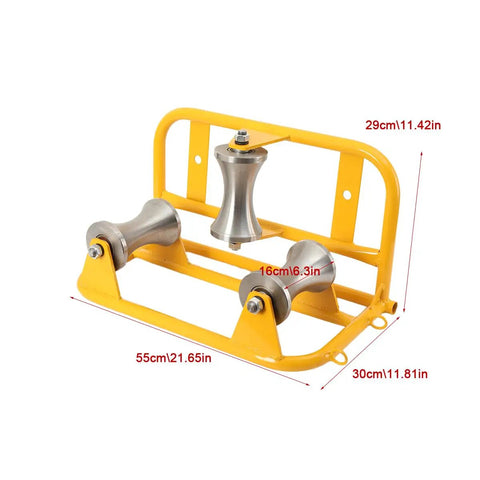Heavy-Duty Steel Cable Puller Sheave For Large Scale High V And Construction Projects, Super Durable industrial wire tugger feeding pulley attachment in yellow.