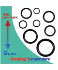 Complete 1020 Piece O Ring Kit With 24 Metric Sizes In NBR Nitrile Rubber Oil And Heat Resistant Seals Storage Case For Faucets Plumbing And Automotive Repairs operating temperature chart with black O-rings