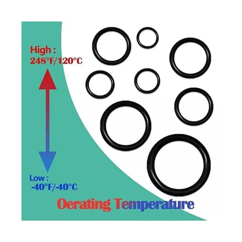 Complete 1020 Piece O Ring Kit With 24 Metric Sizes In NBR Nitrile Rubber Oil And Heat Resistant Seals Storage Case For Faucets Plumbing And Automotive Repairs operating temperature chart with black O-rings