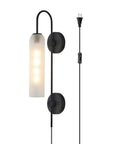 Black Plug In Wall Lights For Bedroom And Living Room, Frosted Milky White Glass Sconce Decor, Large Modern Wall Lamps