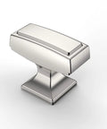 Rectangular silver cabinet knob on square base, oil rubbed bronze style not depicted