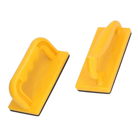Two Pack Push Block Set With Non Slip Grip For Woodworking Table Saw And Router Table Enhanced Control Padded Base For Easy Material Handling Safe Precise Cuts Durable Construction For Pros And Hobbyists shown in yellow with ergonomic handles.