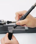 Miniature Buddha Beads Lathe For DIY Woodworking With All Metal Body And 775 Motor High Torque Compact Bench Lathe For Grinding Polishing And Cutting Small Bead Projects, hand using a tool on wood.