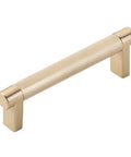 Emtek Select Knurled Cabinet Pull With Satin Brass Stem Finish US4 Center To Center Four Inches Length Four And Three Quarter Inches Projection