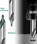 8 Piece HSS Center Drill Bit Set With 60 Degree Countersink For Lathe Mill Metalworking, showing drill bit in use.