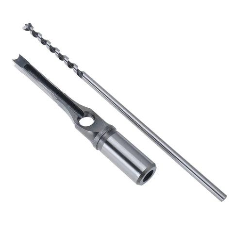 7 Piece Square Hole Mortise Drill Bit Set For Woodworking HSS Mortising Bits With Sizes 6 mm, drill bit close-up view.