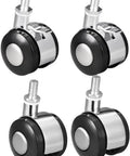 Heavy Duty 2 Inch Swivel Furniture Casters With Locking Brake M8 Threaded Stem Replacement Roller Wheels Roll Smooth Every Time Rock Solid Cabinet Upgrade Hassle Free 4 Pack Setup set of four black and chrome caster wheels with locking brake