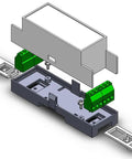 Exploded view of Low Profile DIN Rail Enclosure For Home Automation And PLC Switch Boxes, ABS Electrical Box with 35mm Rail Compatibility