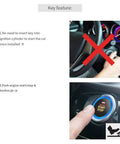 Image showing RFID Push Start Button Kit With Keyless Go Upgrade For 12V Cars No Key Start, with start/stop button close-up.