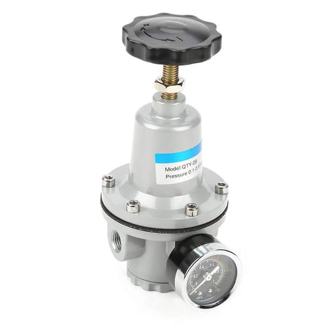 G1/4 Air Control Valve for Pneumatic Systems, Pro Grade Aluminum Alloy Body with knob and pressure gauge, 0-0.85 MPa range