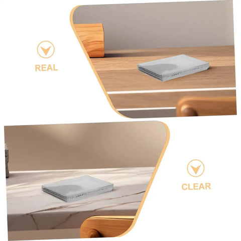 Two Piece Magnetic Field Visualization Kit with iron filings displayed on a wooden and marble surface, for science experiments tool.