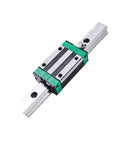 Built Tough Hgr20 Square Linear Guide Rail Kit With Hgh20ca Mounted Carriage Blocks, smooth steel rail, and tight clearance design.