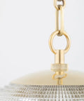 Straight Killer One Light Ceiling Pendant With Distressed Bronze Brass Frame And Textured Glass Dome, close-up of hanging details.