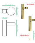 Premium Top Sleek Led Indoor Wall Lights Aluminum Nordic Sconce Fixtures dimensions showing with and without switch options.
