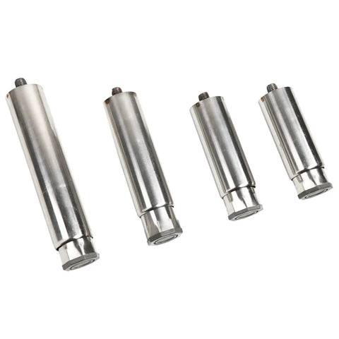 Heavy Duty Stainless Steel Furniture Legs Set With Adjustable Cabinet Feet, 12cm and 10cm options, 4 Pack, rust resistant, side view.