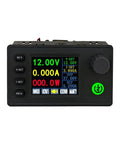 Buck Boost DC Adjustable Voltage Regulator Power Supply Module with 1.8 Inch LCD Display showing readings