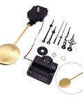 DIY Clock Repair Kit With Sweeping Pendulum Movement for Wall Clocks, two sizes and styles, golden pendulum and hands.