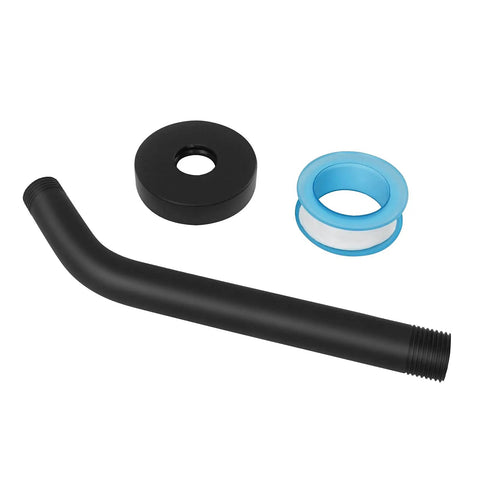 Matte Black 10 Inch Shower Arm With Flange, 304 Stainless Steel Extension Pipe, Wall Mounted for Fixed Showerhead, 1/2 NPT Tapered Threads
