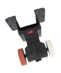 Rock Solid Mini Bench Grinder Featuring 18V Cordless Battery Power And A No Nonsense 250W Motor top view showing switch and sanding wheels.