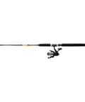 Bigwater Spinning Reel And Fishing Rod Combo For Saltwater Fishing, Built Tough With Clear Tip, Tuff Guides, Fuji Reel Seat, And Durable Rubber Gimbal, Ideal For Big Game Angling In Heavy Seas, lateral view showing full length.