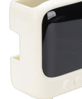 Sleek Router Storage Box With Advanced Cable Management System And Tech Gear Organizer Conceal Modems Routers And Wrapping Cords To Keep Your Space Looking Crisp And Totally Clutter Free In Milk White, side view.