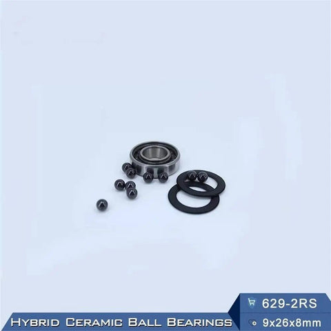 Super Smooth Hybrid Ceramic Ball Bearings 9X26X8Mm With Abec 1 Grade Precision For High Performance Motor Spindles and Industrial Gear Using Si3N4 Nitride Balls For Max Load Durability And Zero Friction with ceramic balls and rubber seals.