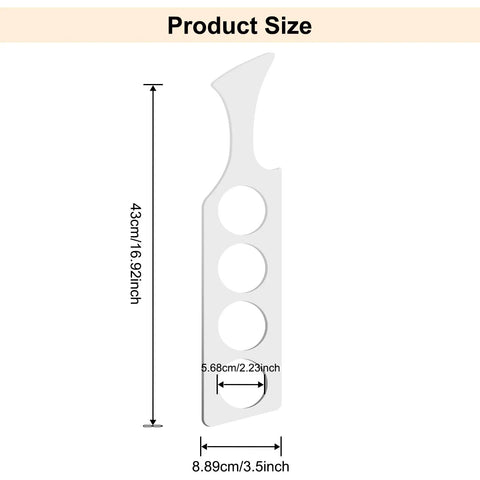 Nail The Perfect Pour Every Time With This Thick Clear Acrylic Wine Flight Paddle Template Router Drafting Stencil Reusable Precision Layout Tool For Bartenders And Craft Fans size dimensions diagram 429x89mm